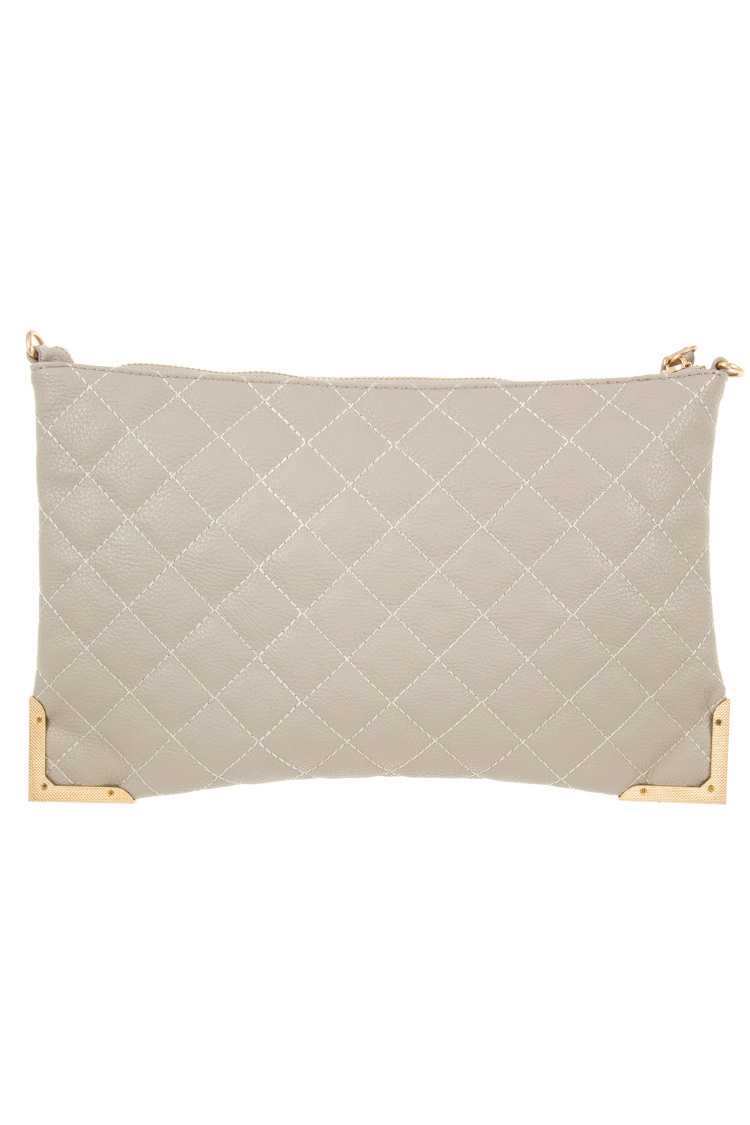 Faux leather quilted detailed clutch bag