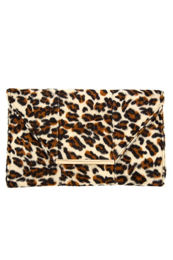 Animal print flat clutch bag