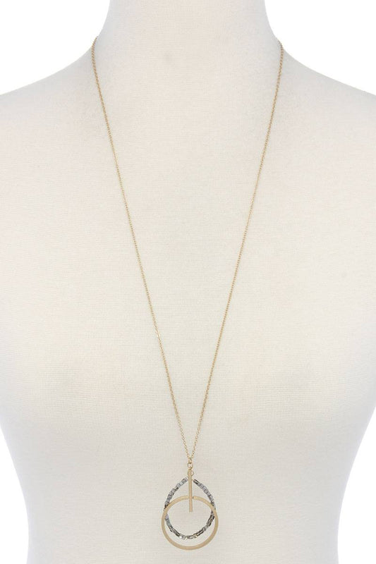 Metal circle beaded pendant necklace