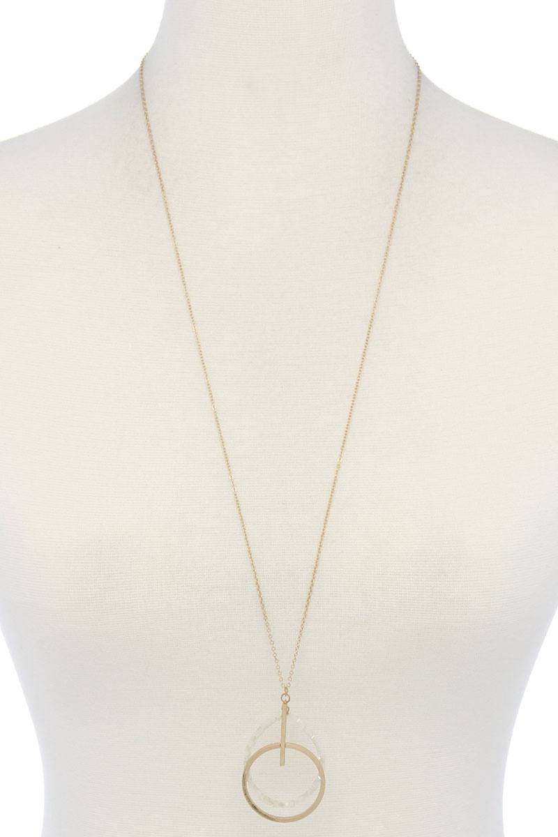 Metal circle beaded pendant necklace