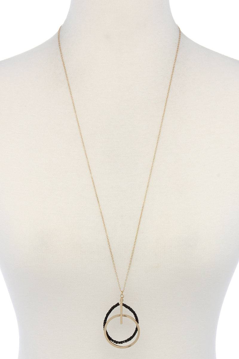 Metal circle beaded pendant necklace