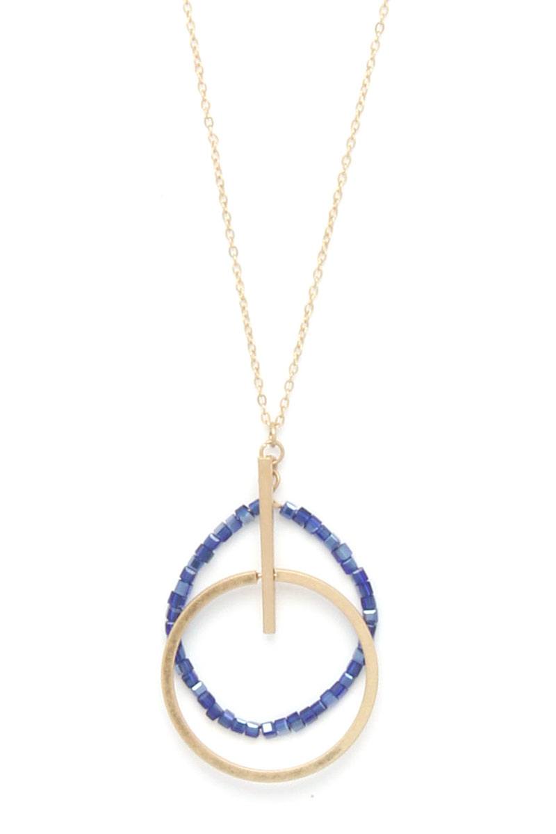 Metal circle beaded pendant necklace