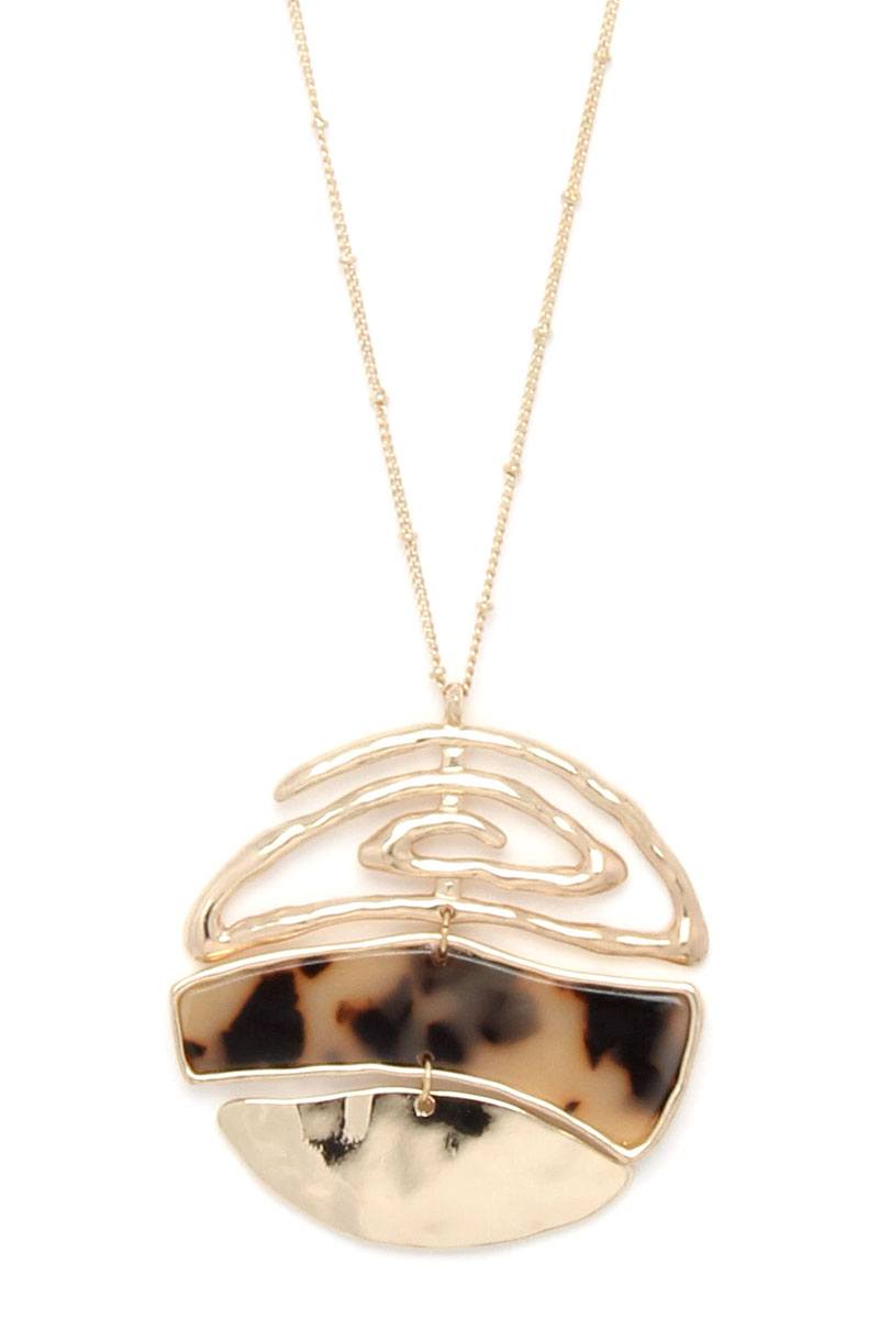 Acetate metal pendant necklace