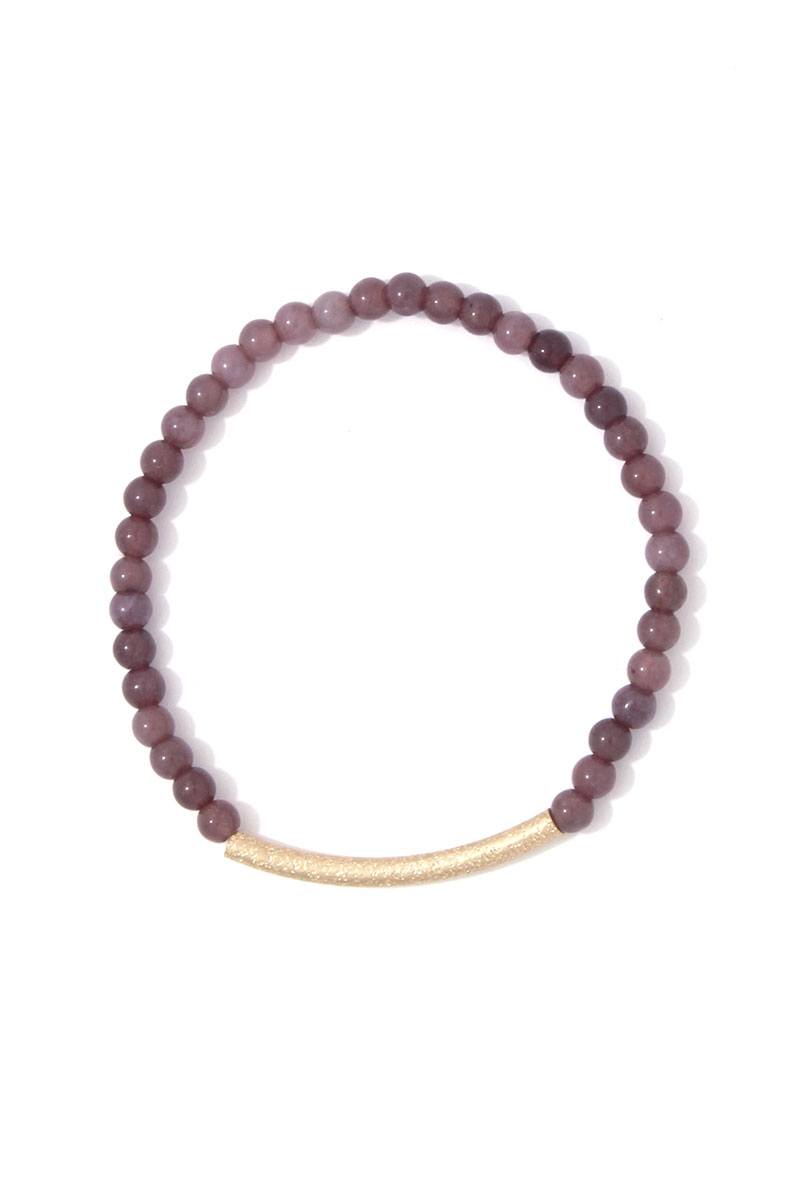 Textured metal bar multi colored beaded stretch bracelet