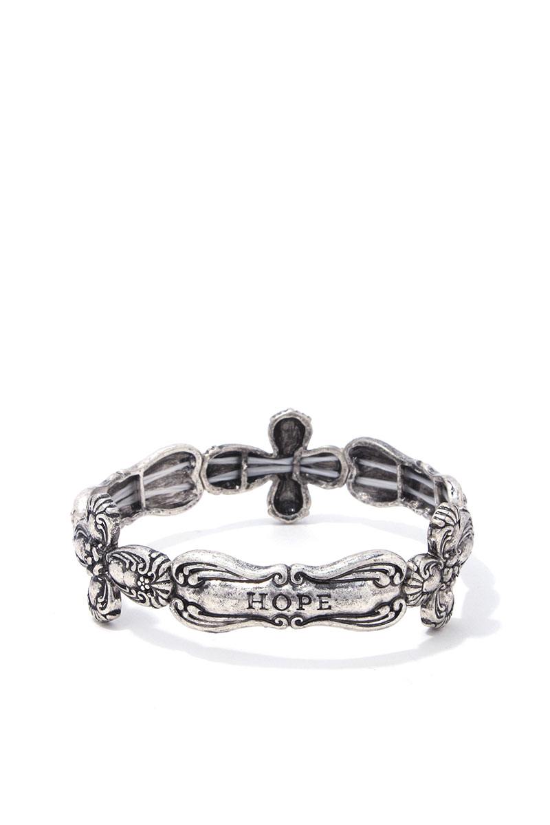 Cross quoted stretch bracelet