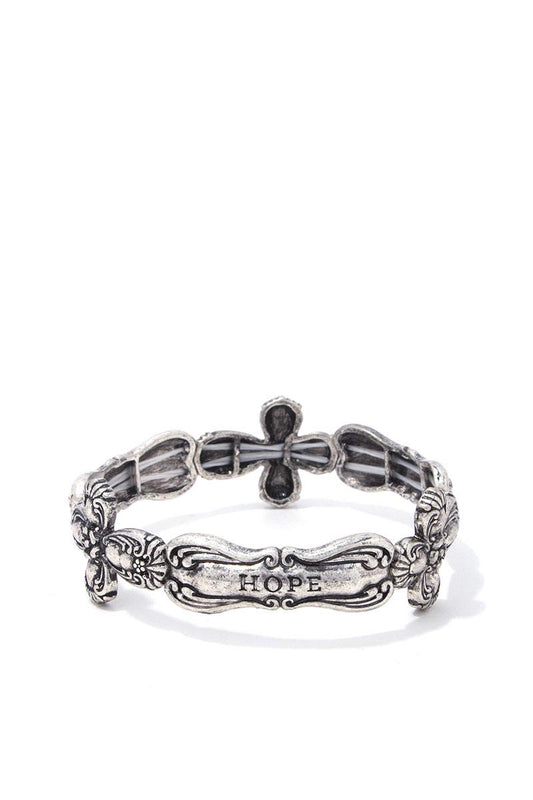 Cross quoted stretch bracelet