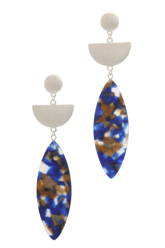 Acetate pointed oval drop earring