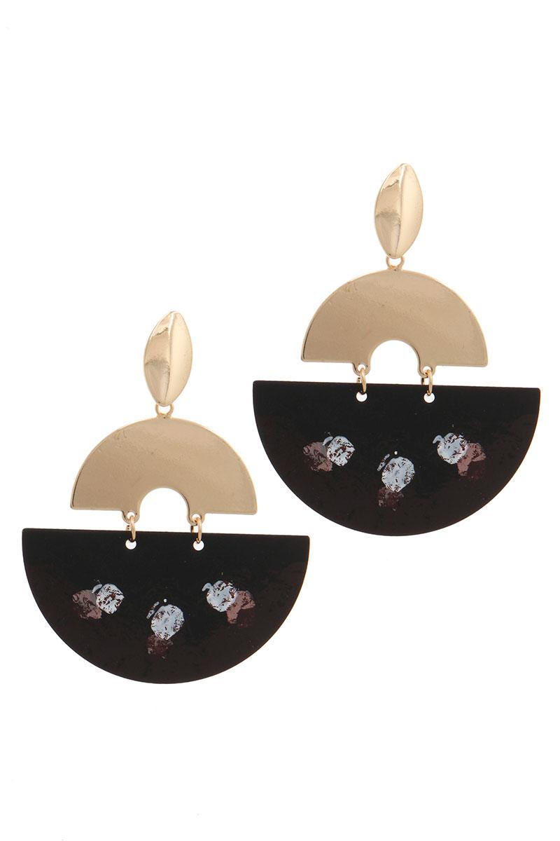 Half circle metal post drop earring