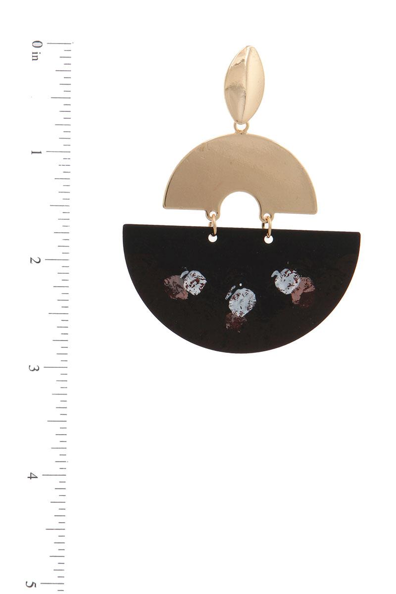 Half circle metal post drop earring