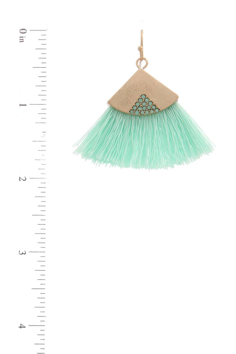 Triangular shape tassel drop earring