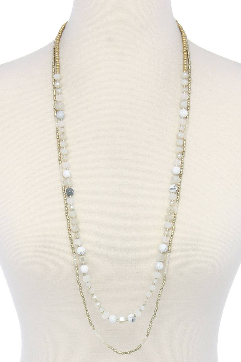 Semi precious stone beaded layered necklace