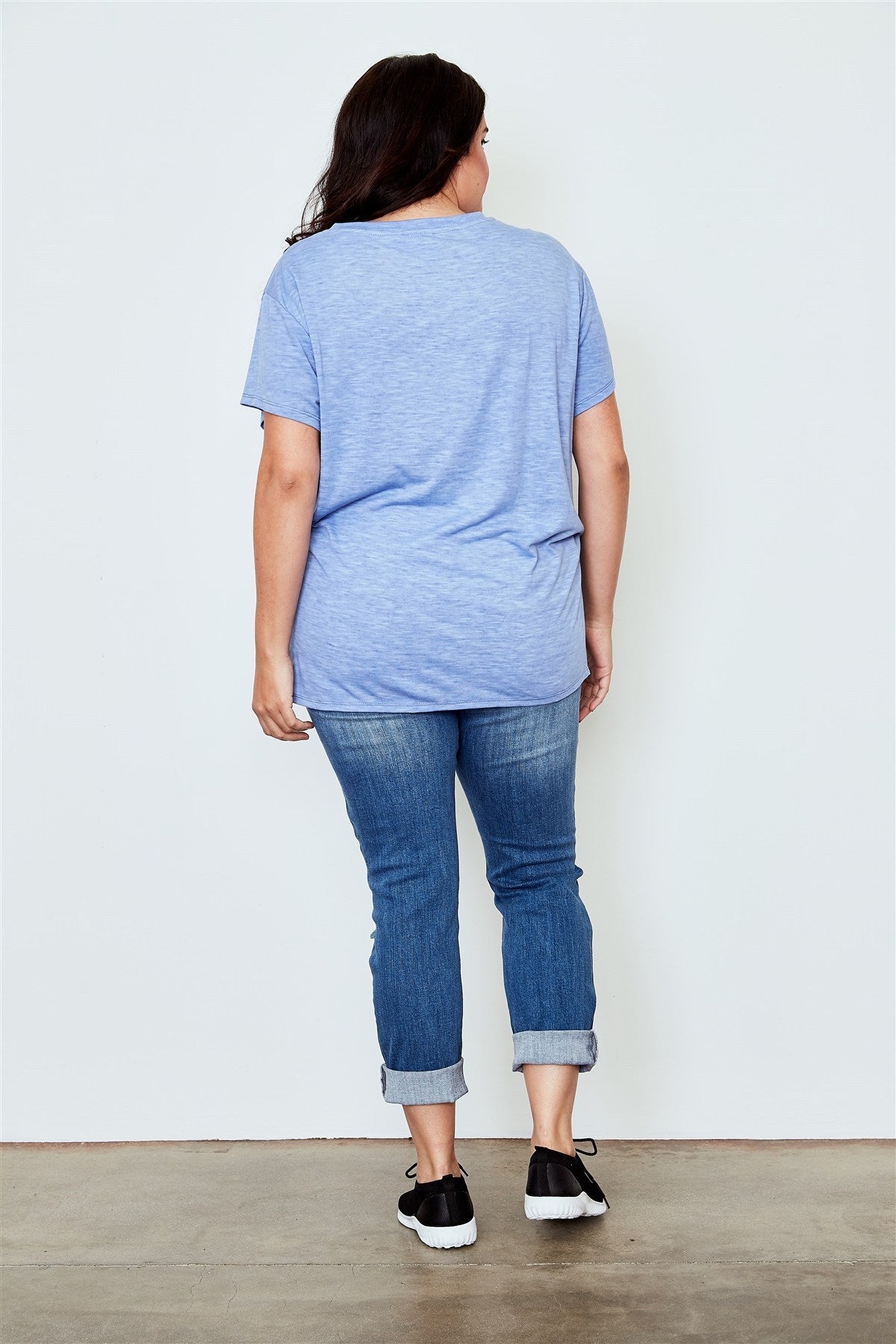 Ladies fashion plus size knotted front tee