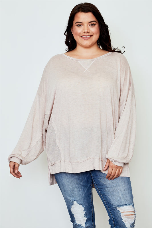 Ladies fashion plus size long sleeve loose top
