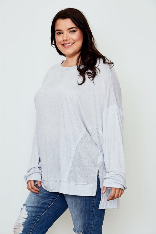 Ladies fashion plus size long sleeve loose top