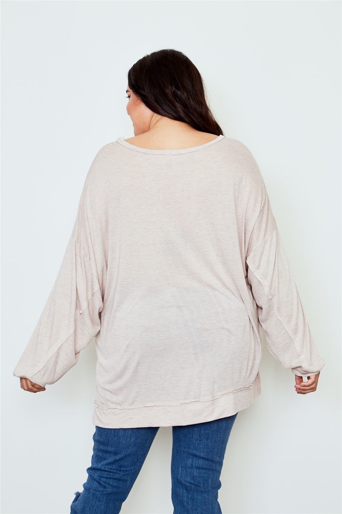 Ladies fashion plus size long sleeve loose top