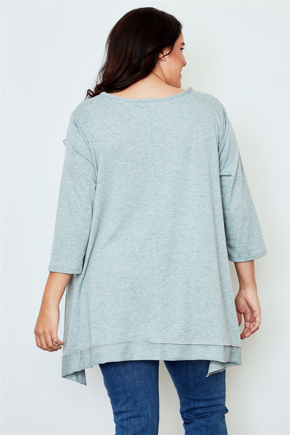 Ladies fashion plus size irregular hem tunic top