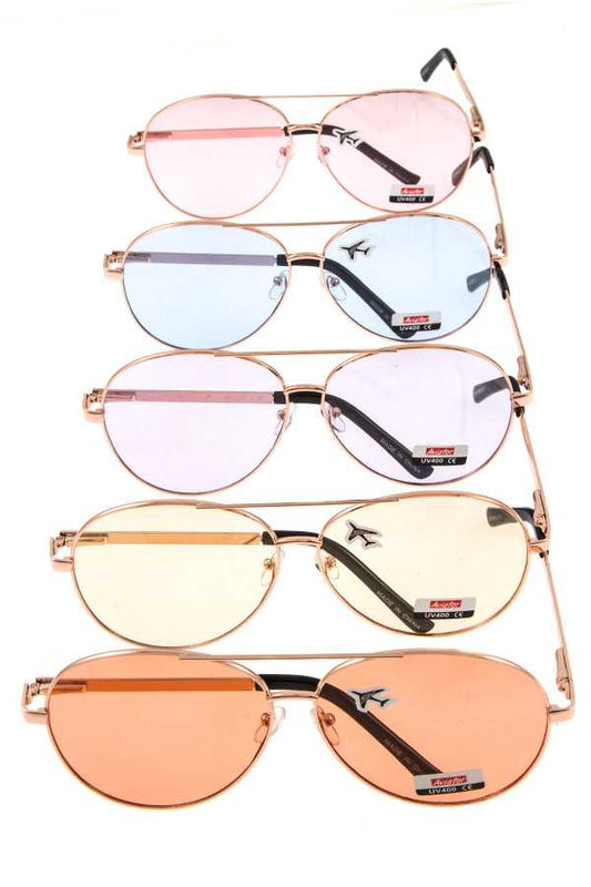 Oversize color lens aviator sunglasses