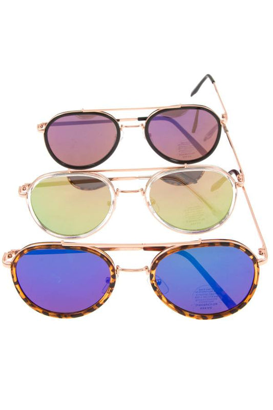Color lens double accent framed sunglasses