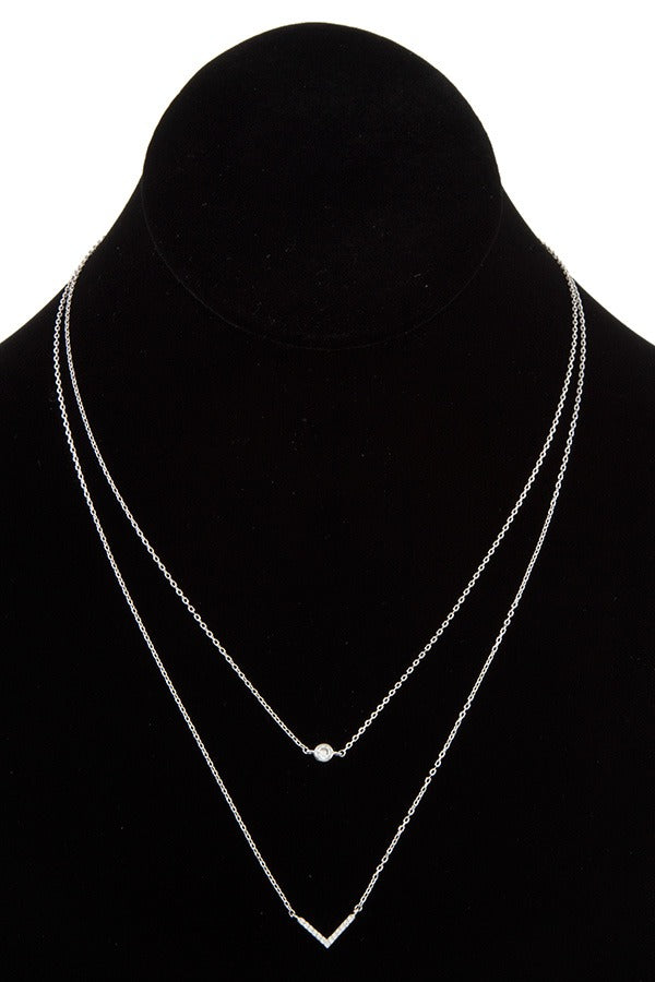 Double row chevron pendant necklace