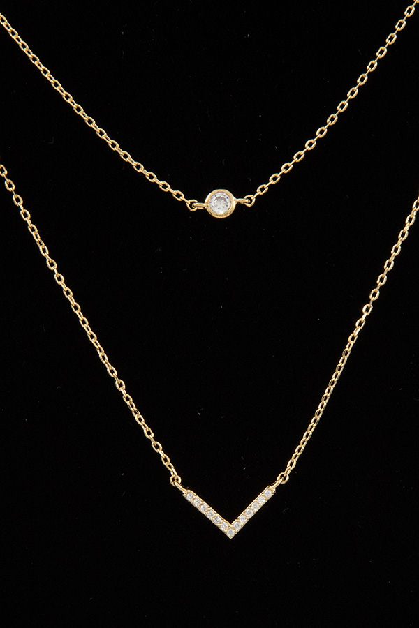Double row chevron pendant necklace