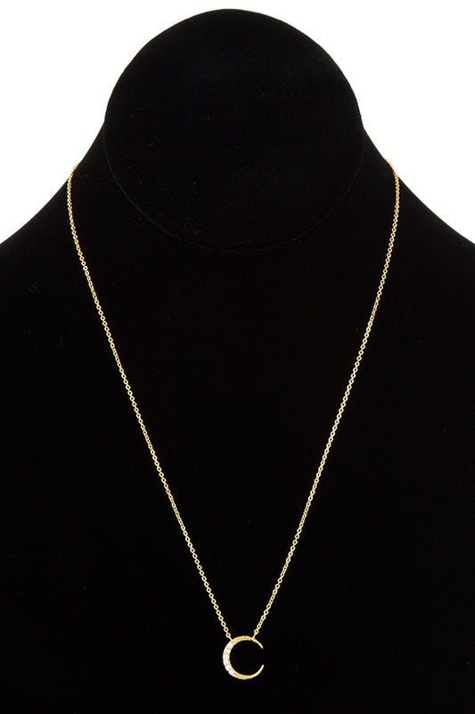 Cz stone semi round pendant necklace
