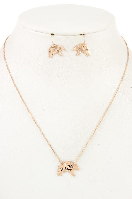 Mama bear and cub pendant necklace set