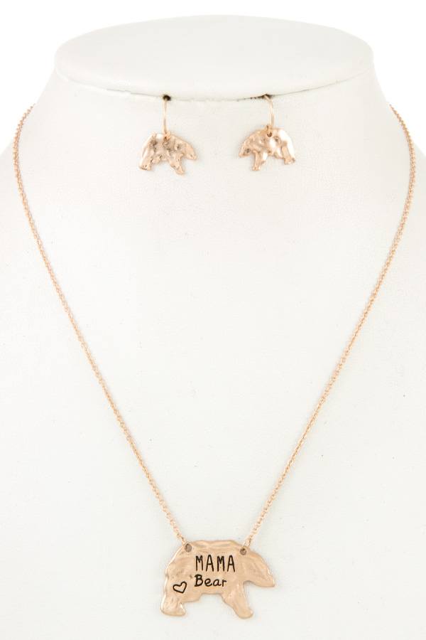 Mama bear and cub pendant necklace set