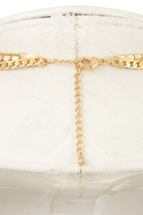 Mix chain layered cross pendant necklace
