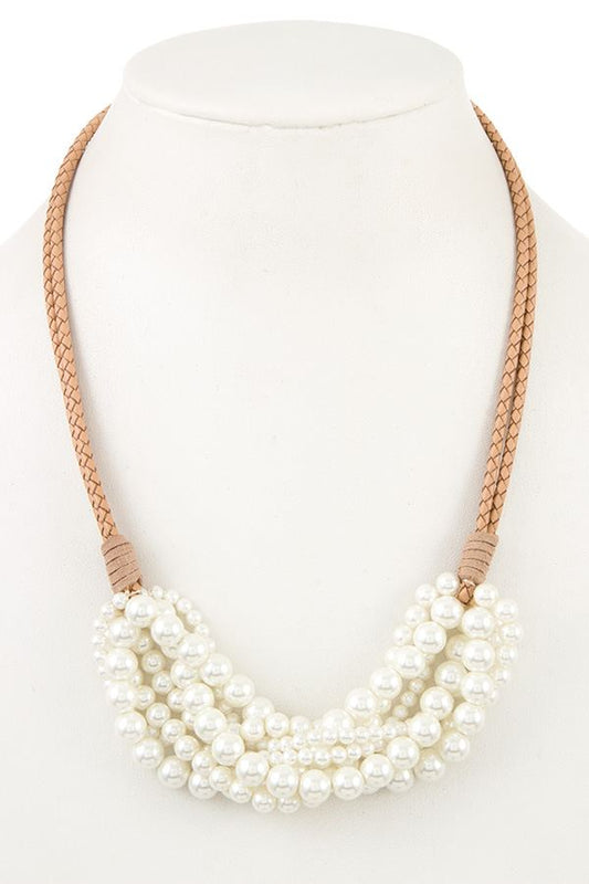 Cluster pearl bib necklace