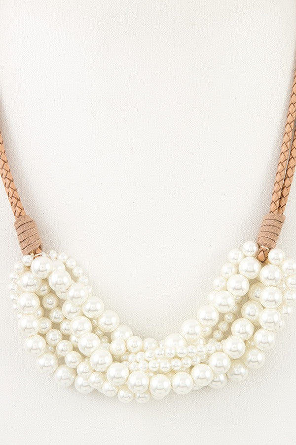 Cluster pearl bib necklace