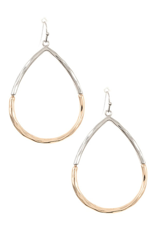 Hammerd two tone teardrop dangle earring