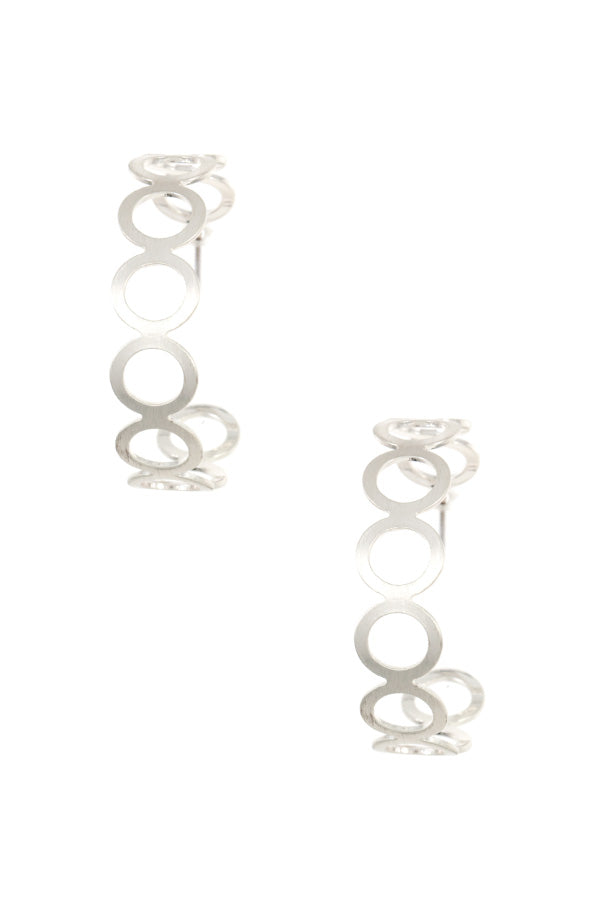 Circle cut out semi hoop earring