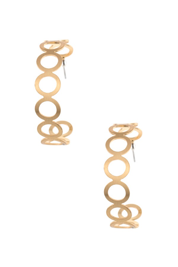 Circle cut out semi hoop earring