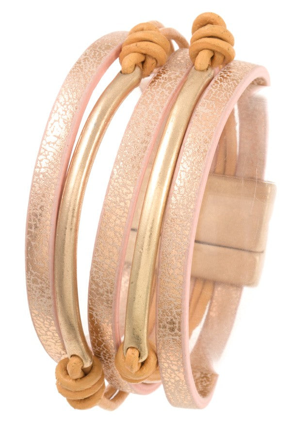 Multi row metal accent bracelet