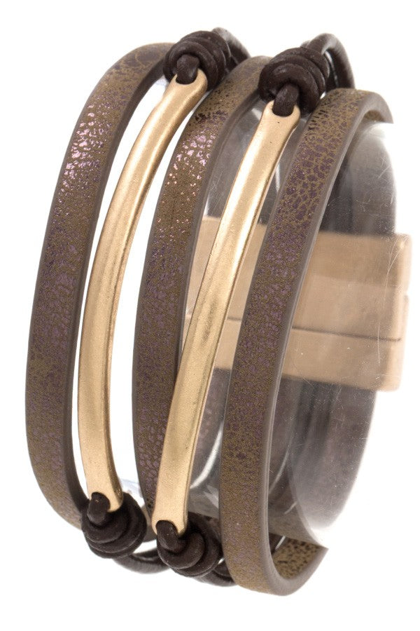 Multi row metal accent bracelet