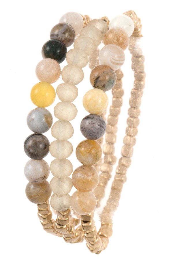 Semi precious bead bracelet set