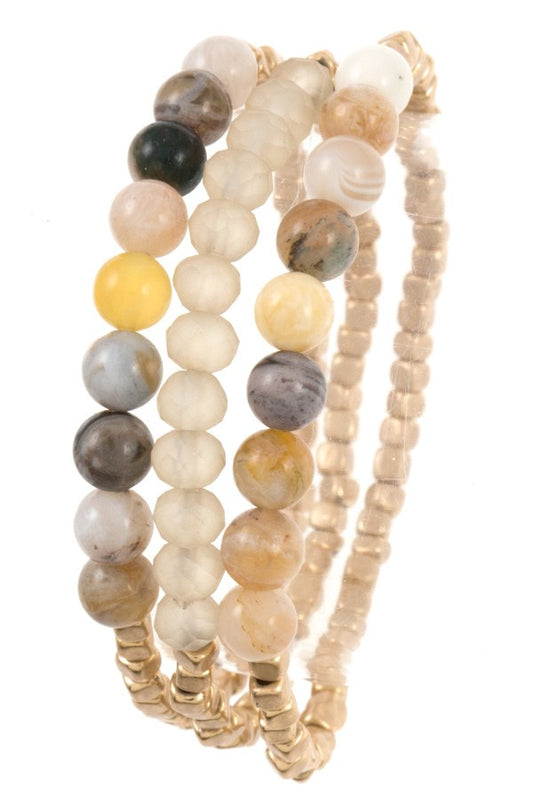 Semi precious bead bracelet set