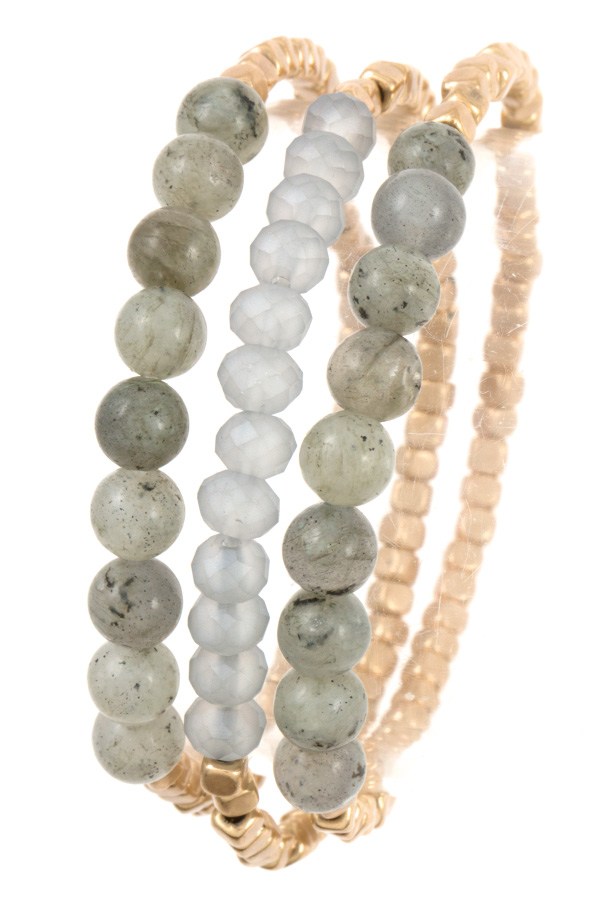 Semi precious bead bracelet set