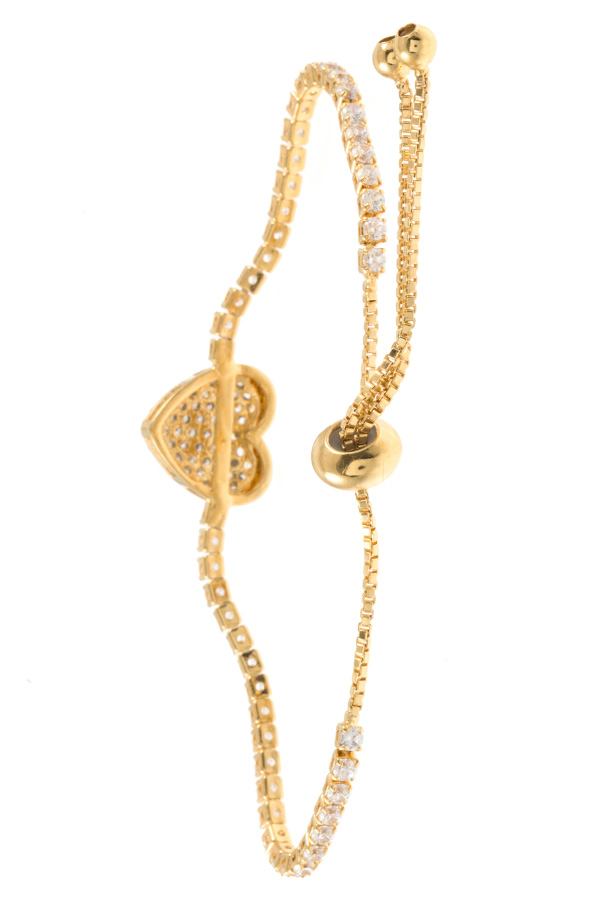 Cz stone heart pave slider bracelet