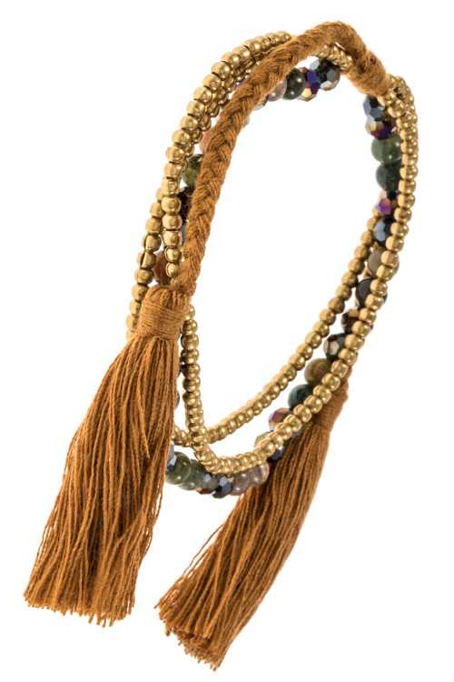 Multi gemstone tassel accent bracelet