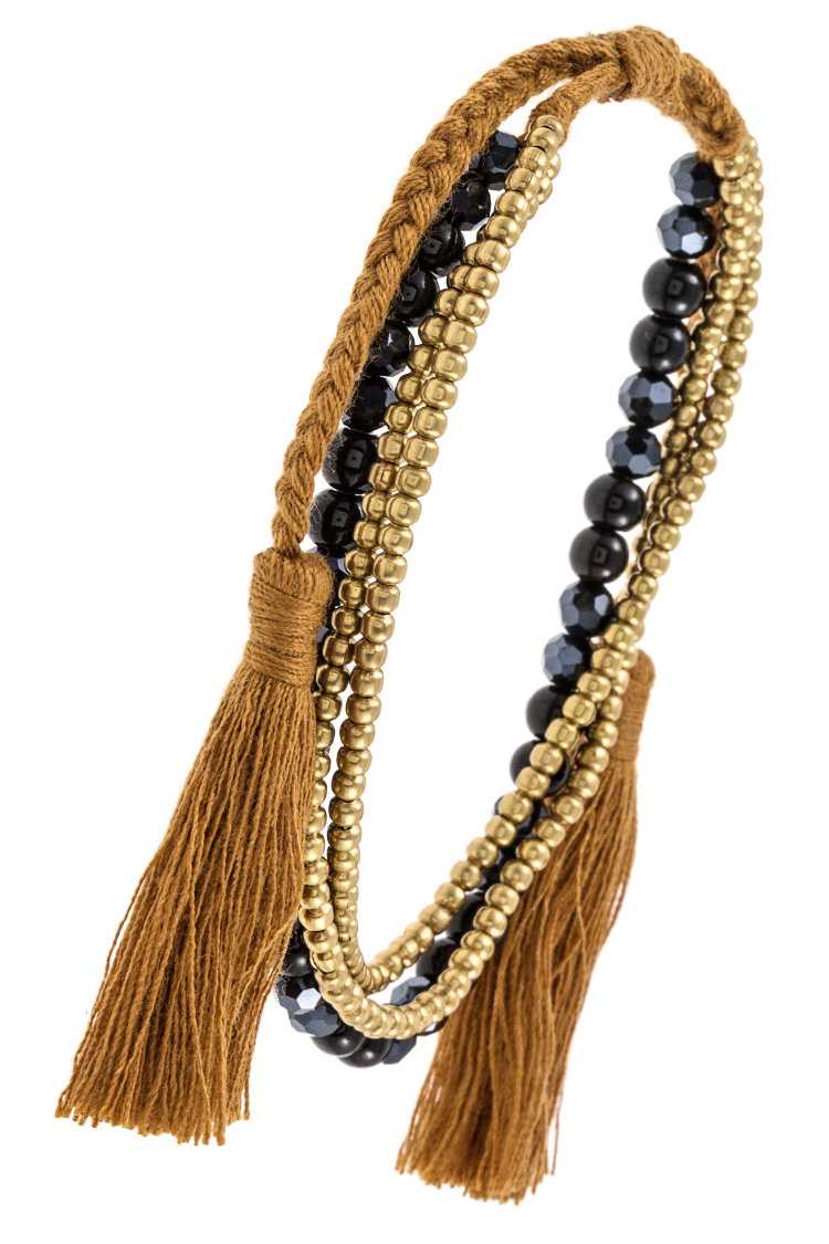 Multi gemstone tassel accent bracelet