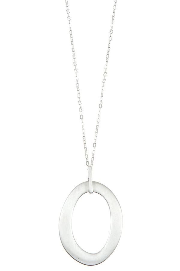 Oval cut out pendant long necklace
