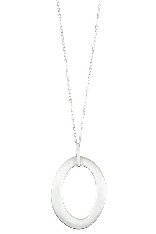 Oval cut out pendant long necklace