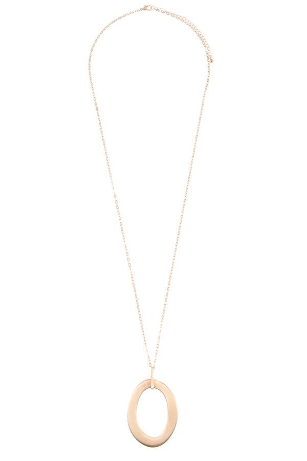Oval cut out pendant long necklace
