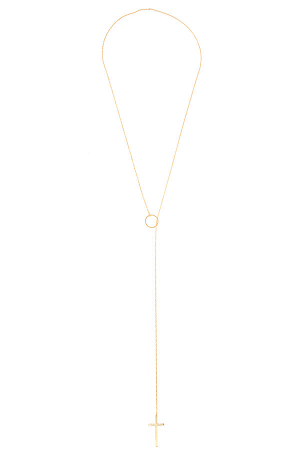 Ring cross lariat necklace