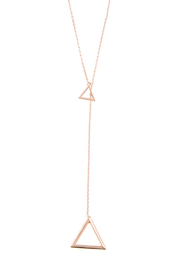 Double triangle pendant lariat necklace