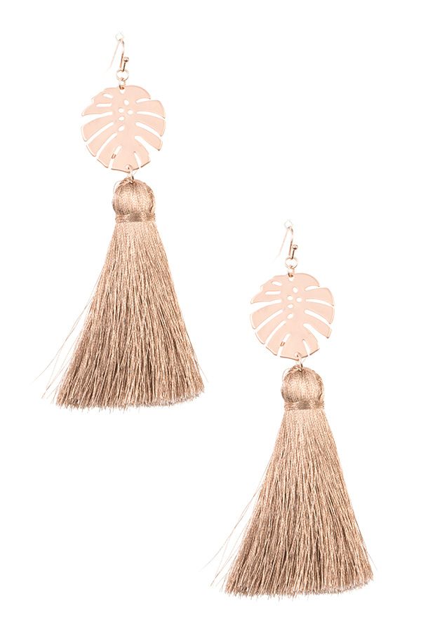 Leaf link tassel earring