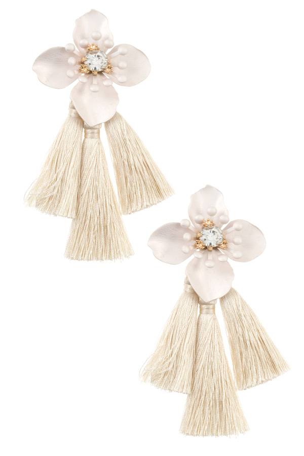 Double tassel floral drop earring