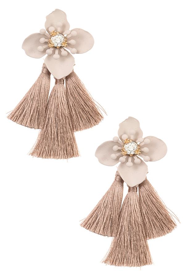 Double tassel floral drop earring