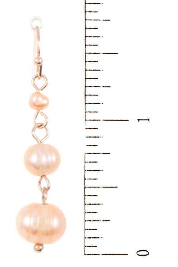 Triple water pearl link drop dangle earring